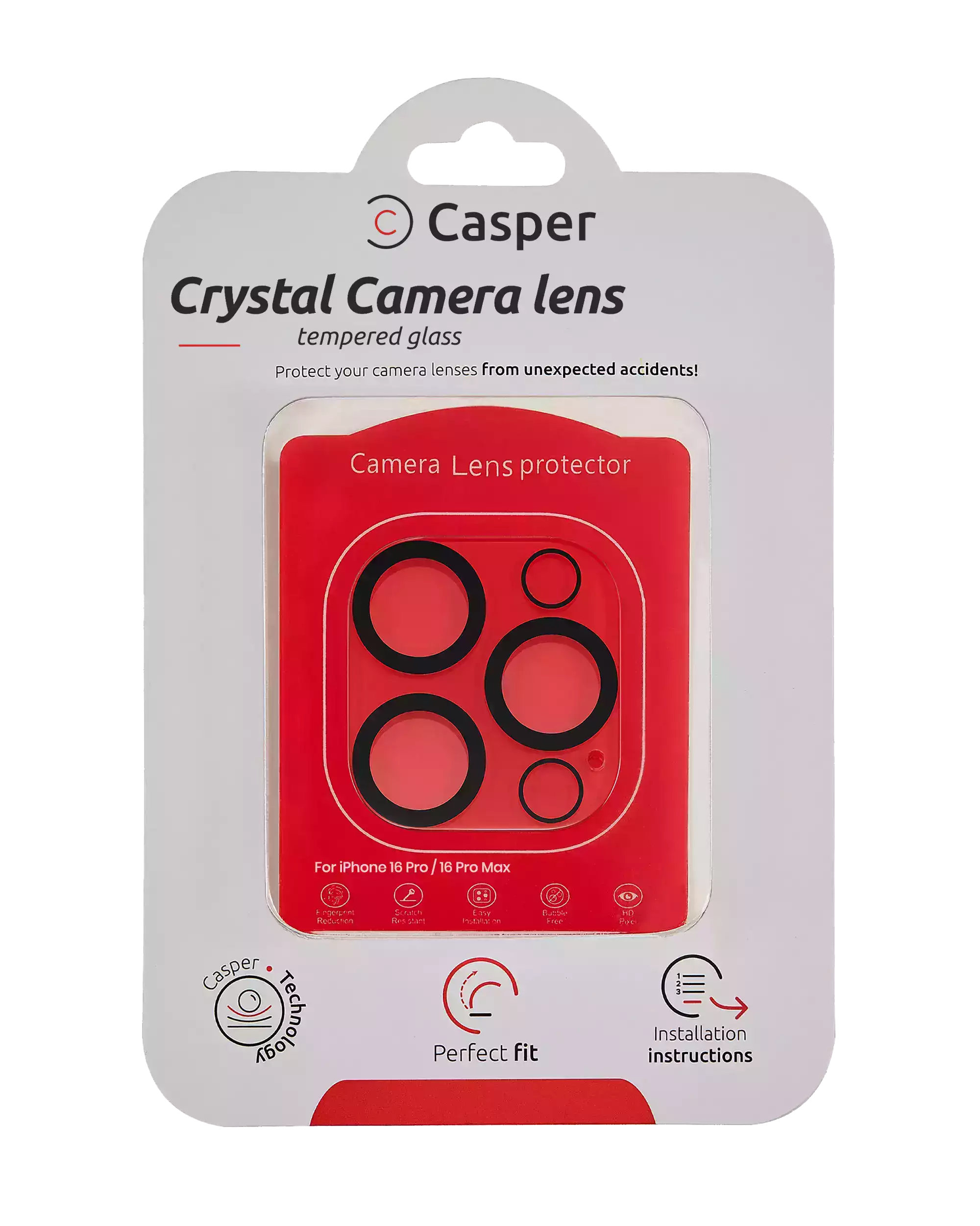 Casper Kamera-Objektivschutz für iPhone 16 Pro / 16 Pro Max (Crystal Full Cover)