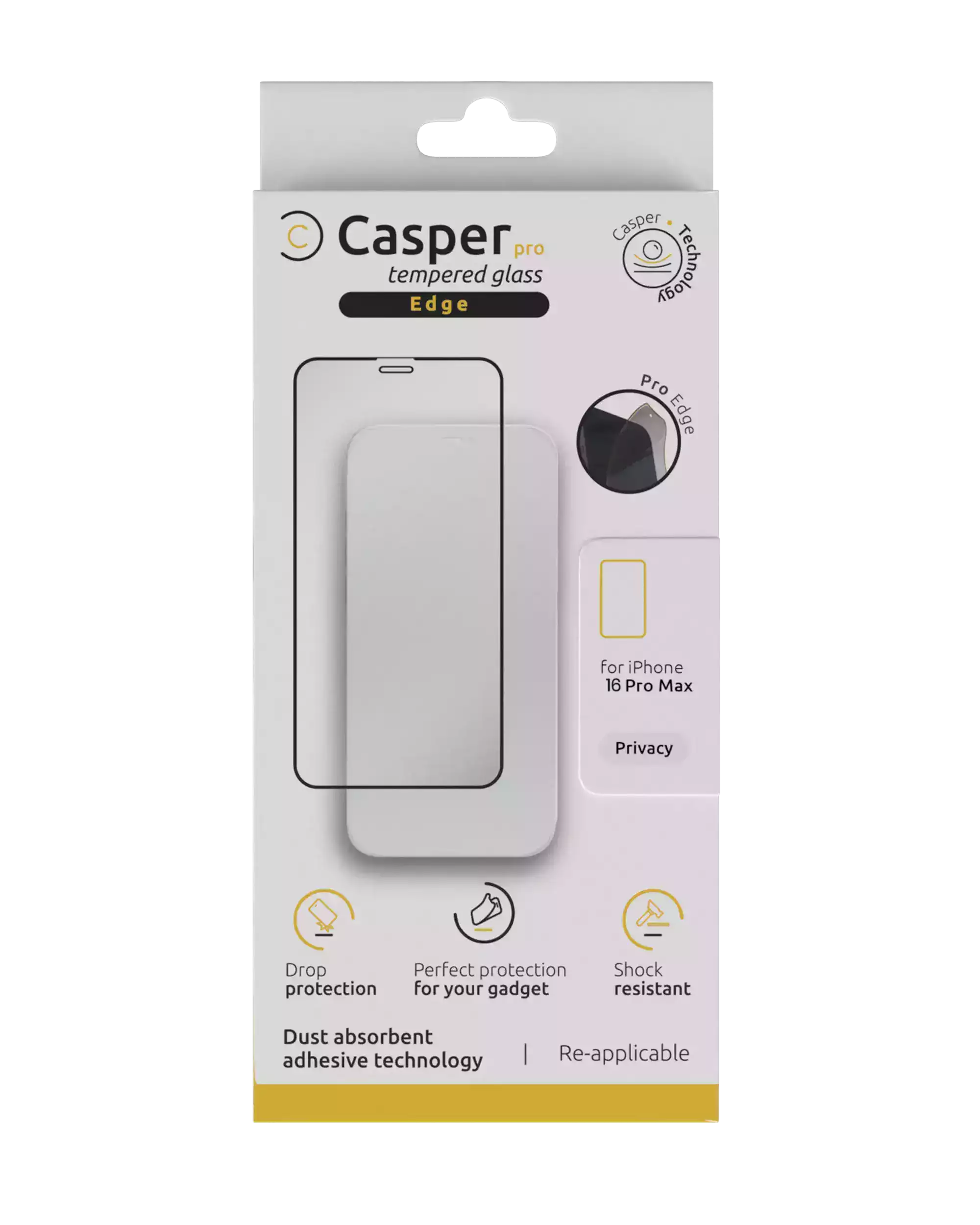 Casper Pro Edge Privacy Gehärtetes Glas für iPhone 16/17 Pro Max