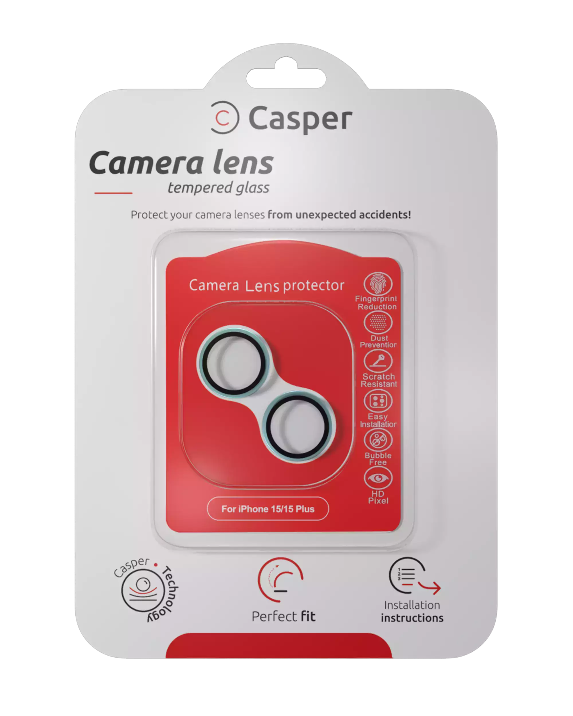 Casper Camera Lens Protector for iPhone 15 / 15 Plus (Blue) (Clear)