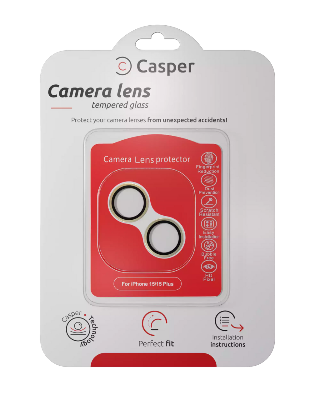 Casper Kamera-Linsen-Schutz für iPhone 15 / 15 Plus (Gelb) (Clear)