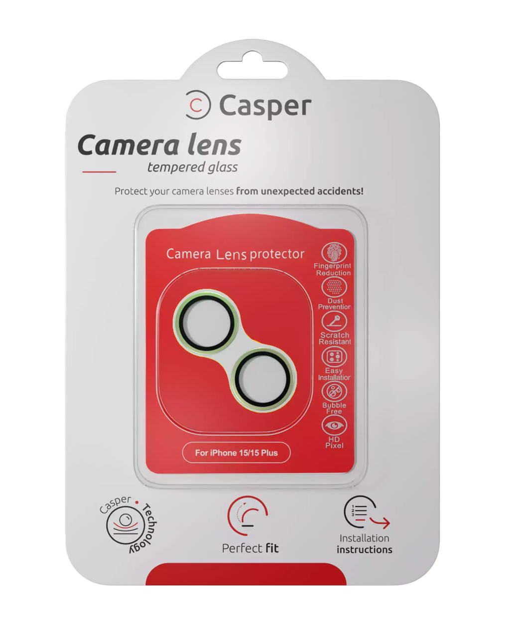 Casper Camera Lens Protector for iPhone 15 / 15 Plus (Green) (Transparent)