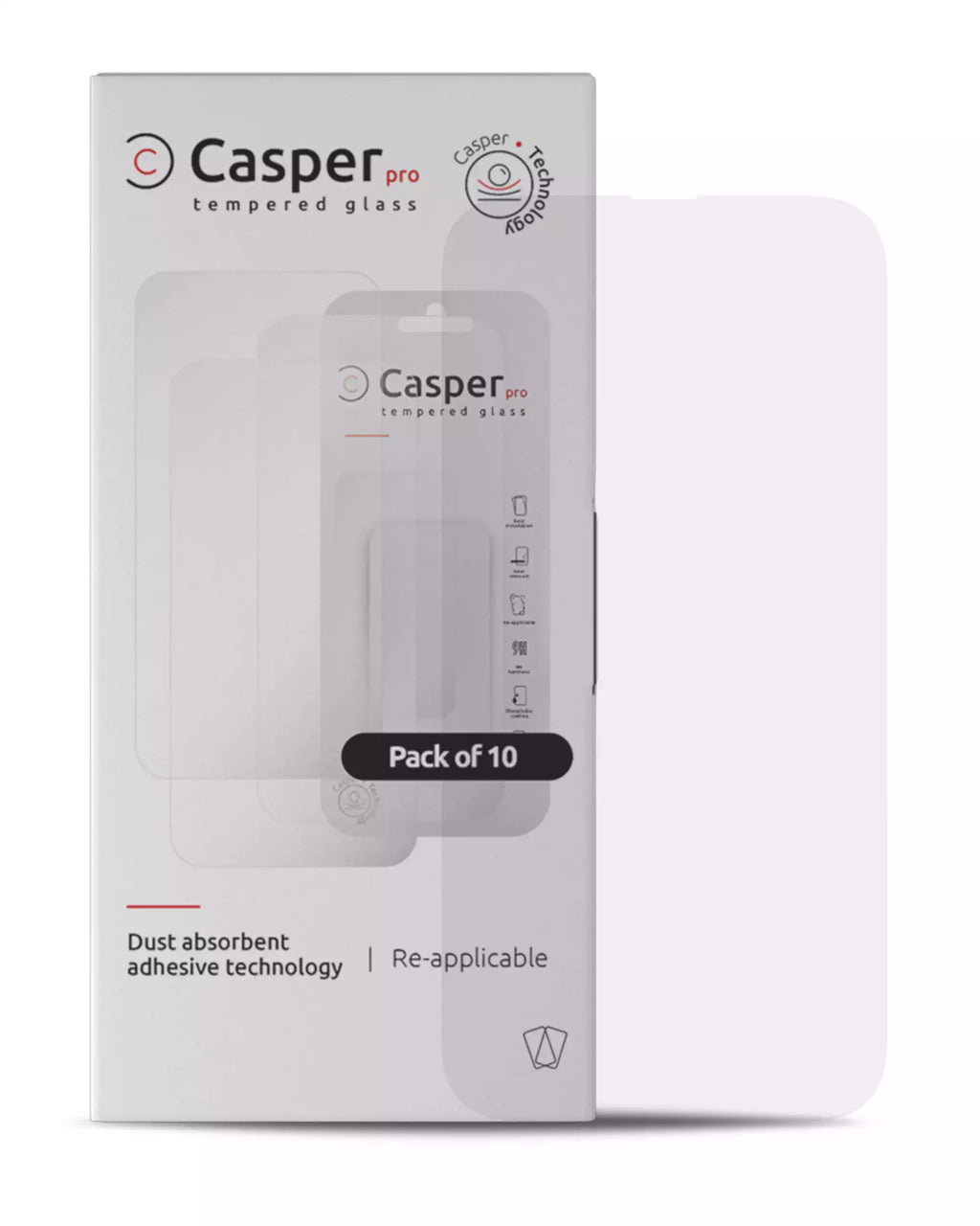 Casper Pro Gehärtetes Glas für iPhone 12 Pro Max Hüllenfreundlich 10er-Pack Klar