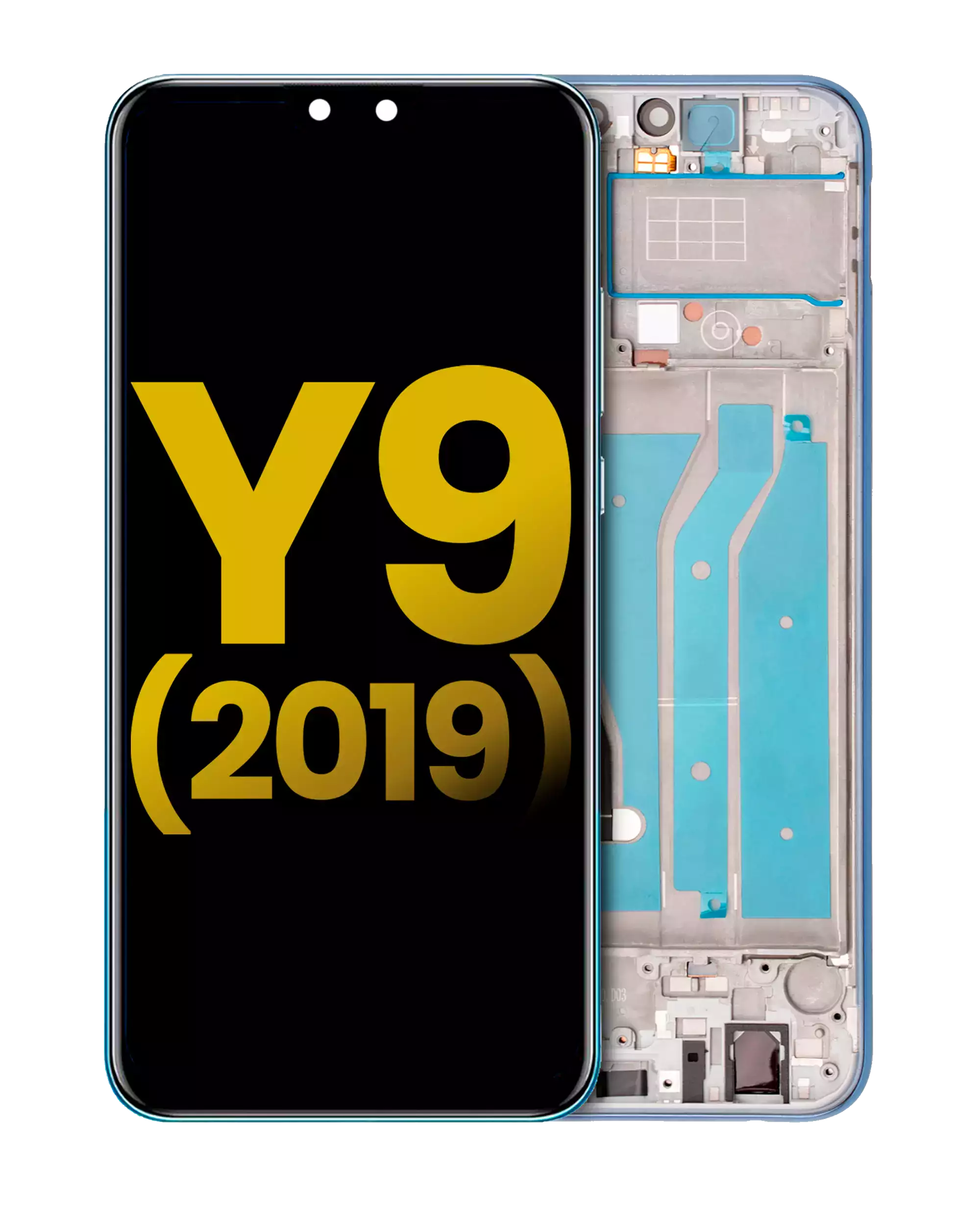 LCD-Display mit Rahmen für Huawei Y9 (2019) (Refurbished) (Aurora Purple)