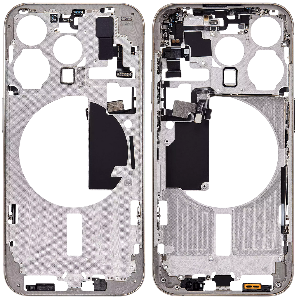 Midframe/Rahmen mit Small Parts für iPhone 15 Pro (US-Version) (Aftermarket Plus) (Natural Titanium)
