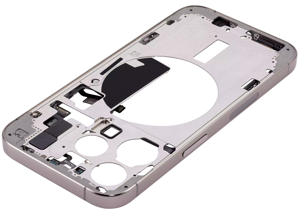 Midframe/Rahmen mit Small Parts für iPhone 15 Pro (US-Version) (Aftermarket Plus) (Natural Titanium)