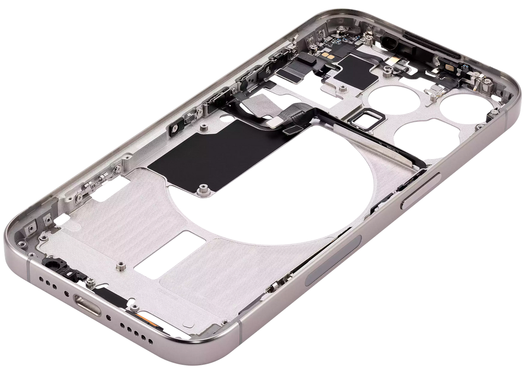 Midframe/Rahmen mit Small Parts für iPhone 15 Pro (US-Version) (Aftermarket Plus) (Natural Titanium)