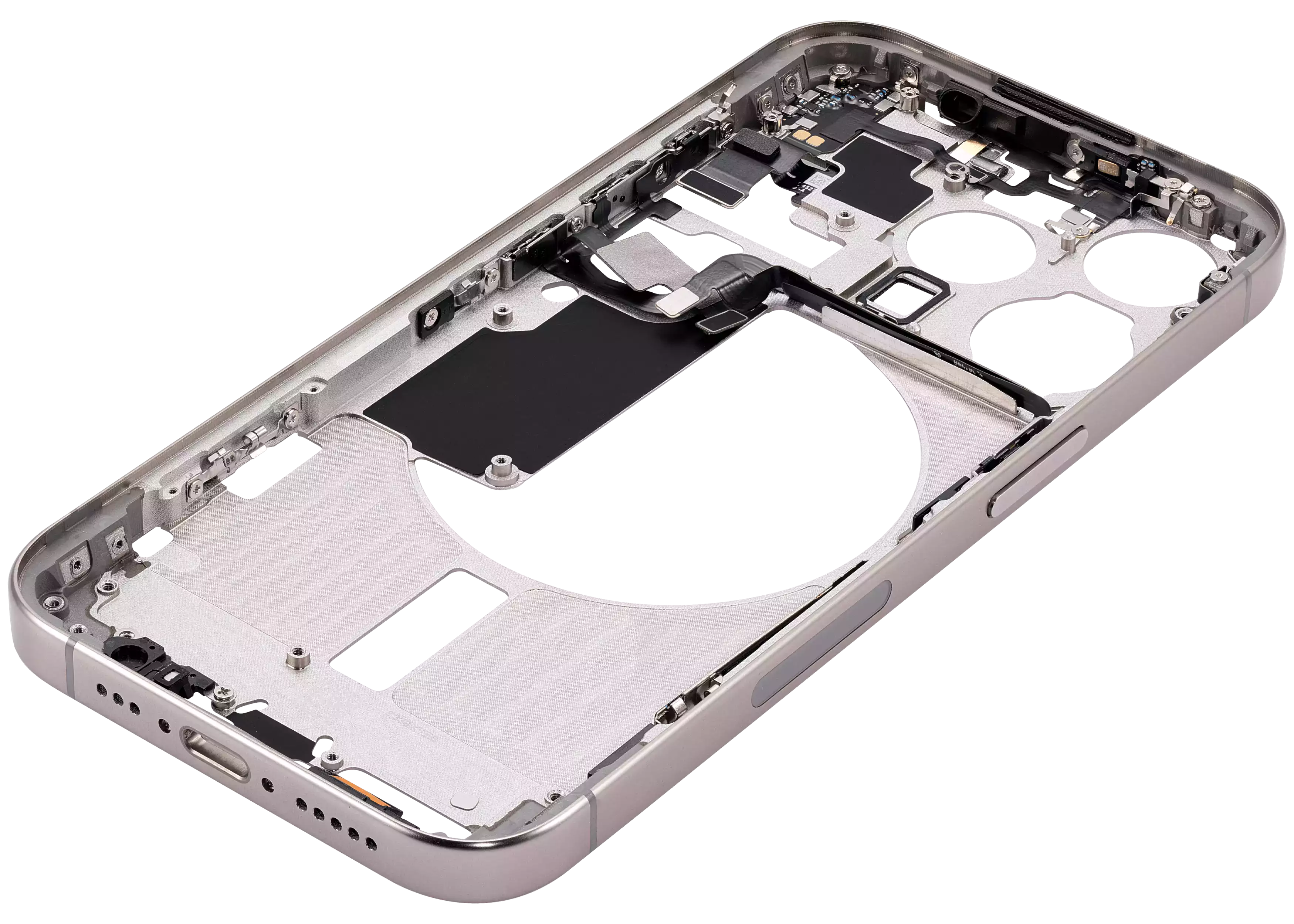 Midframe/Rahmen mit Small Parts für iPhone 15 Pro (US-Version) (Aftermarket Plus) (Natural Titanium)