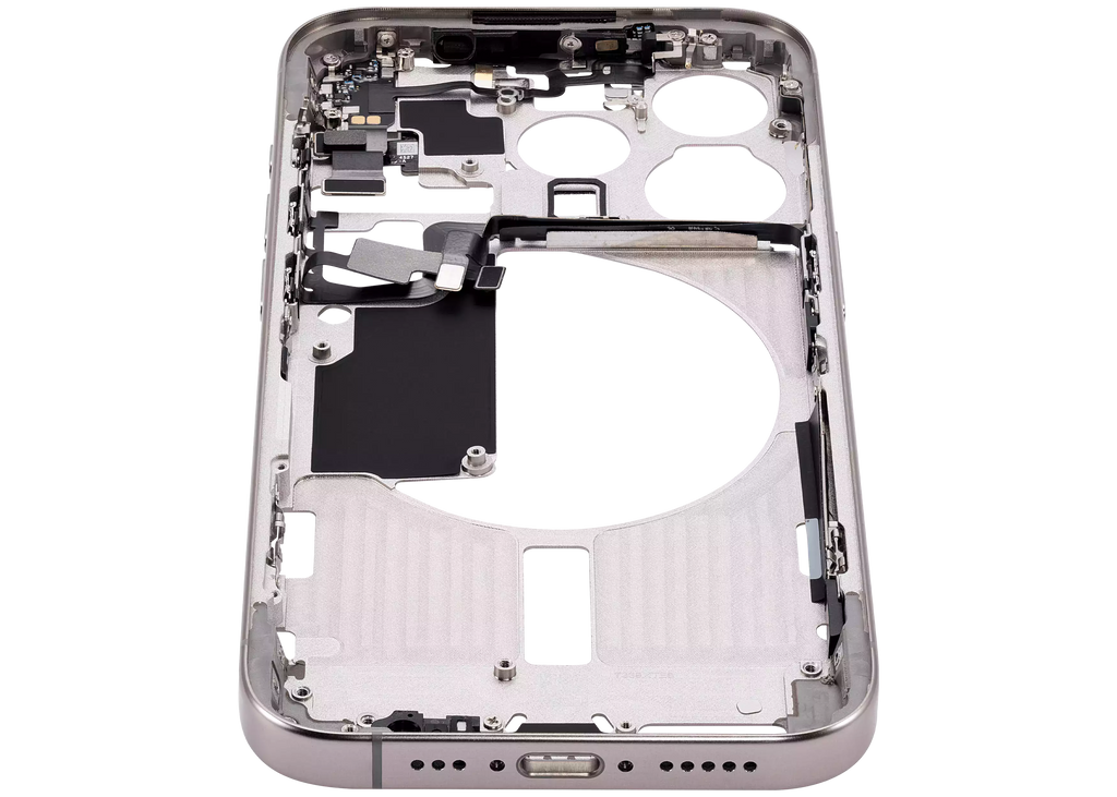 Midframe/Rahmen mit Small Parts für iPhone 15 Pro (US-Version) (Aftermarket Plus) (Natural Titanium)