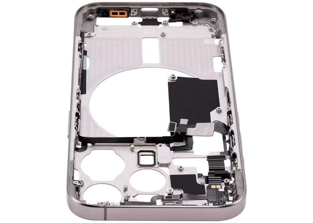 Midframe/Rahmen mit Small Parts für iPhone 15 Pro (US-Version) (Aftermarket Plus) (Natural Titanium)