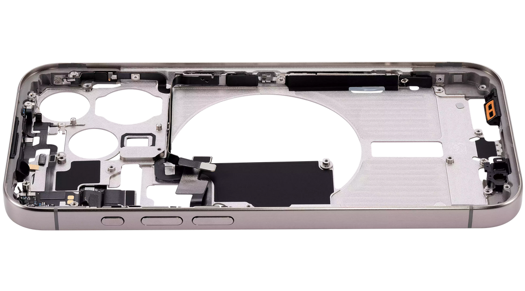 Midframe/Rahmen mit Small Parts für iPhone 15 Pro (US-Version) (Aftermarket Plus) (Natural Titanium)