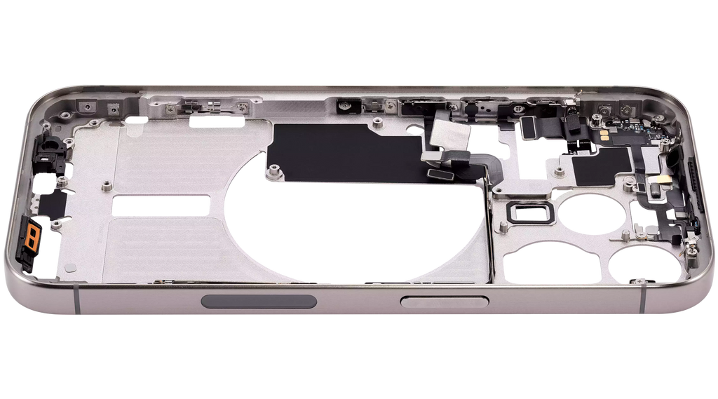Midframe/Rahmen mit Small Parts für iPhone 15 Pro (US-Version) (Aftermarket Plus) (Natural Titanium)