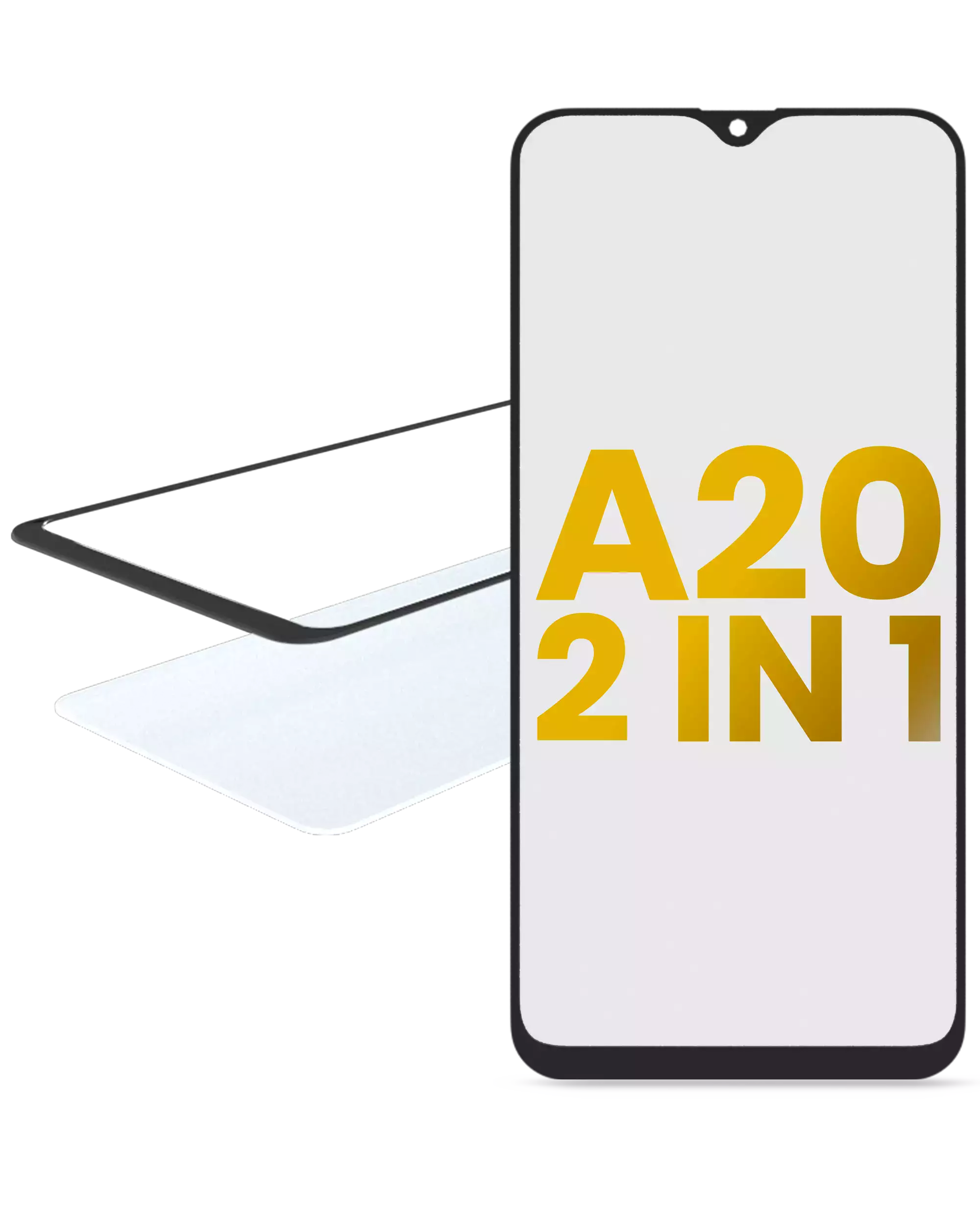 2 in 1 Frontglas mit vorinstalliertem OCA für Samsung Galaxy A20 (A205 / 2019)