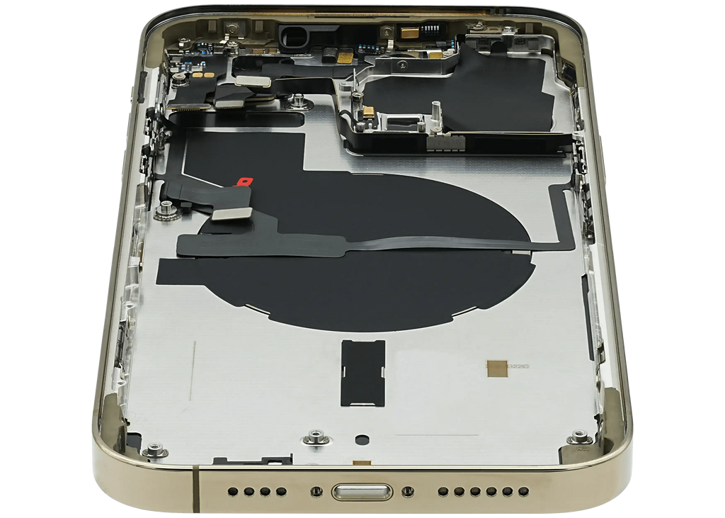 Backcover/Rahmen mit Small Parts für iPhone 14 Pro Max (EU / Global Version) (gebrauchter OEM-Ausbau, Qualität B) (Gold)