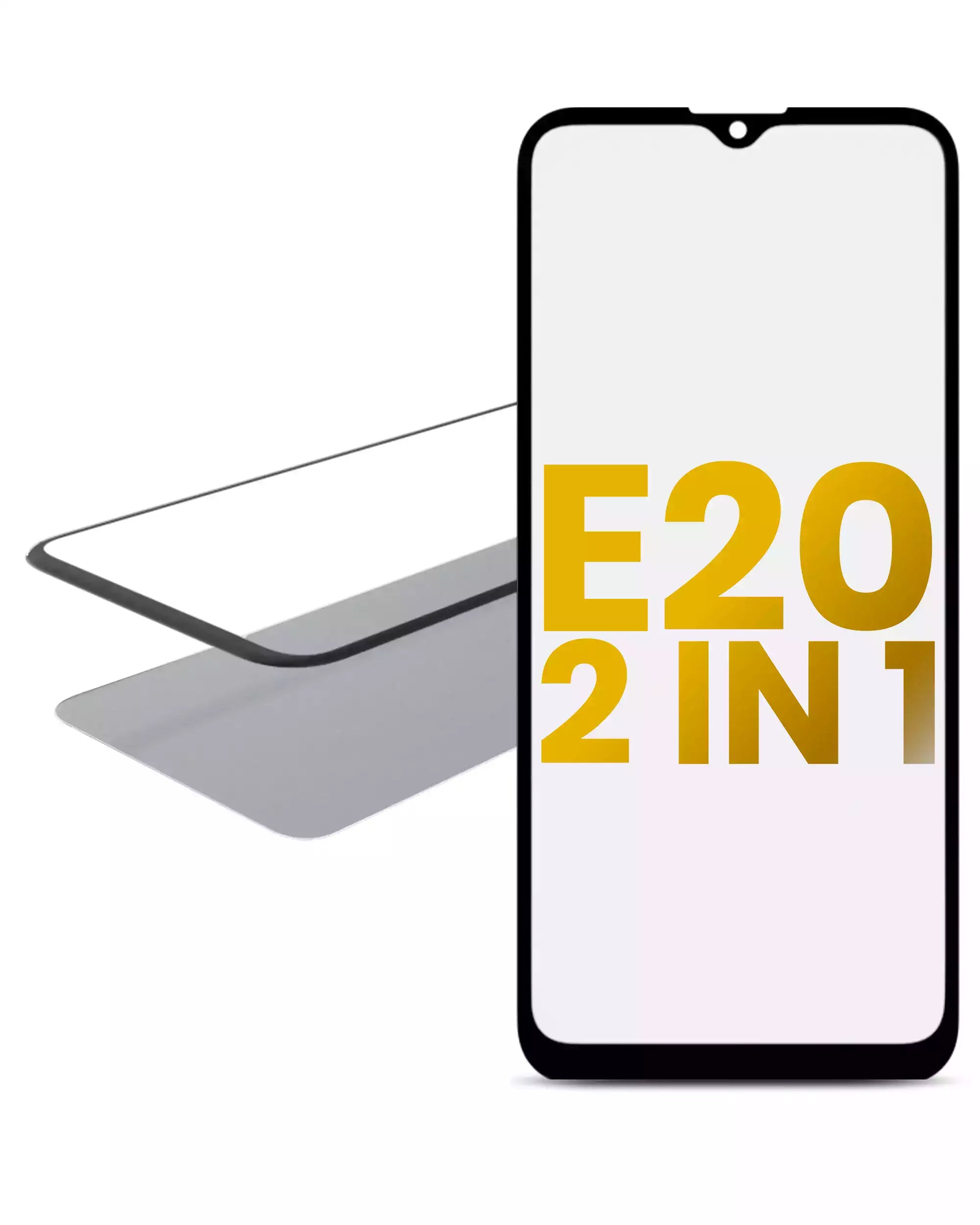 2 in 1 Frontglas mit vorinstallierter OCA für Motorola Moto E20 (XT2155 / 2021)