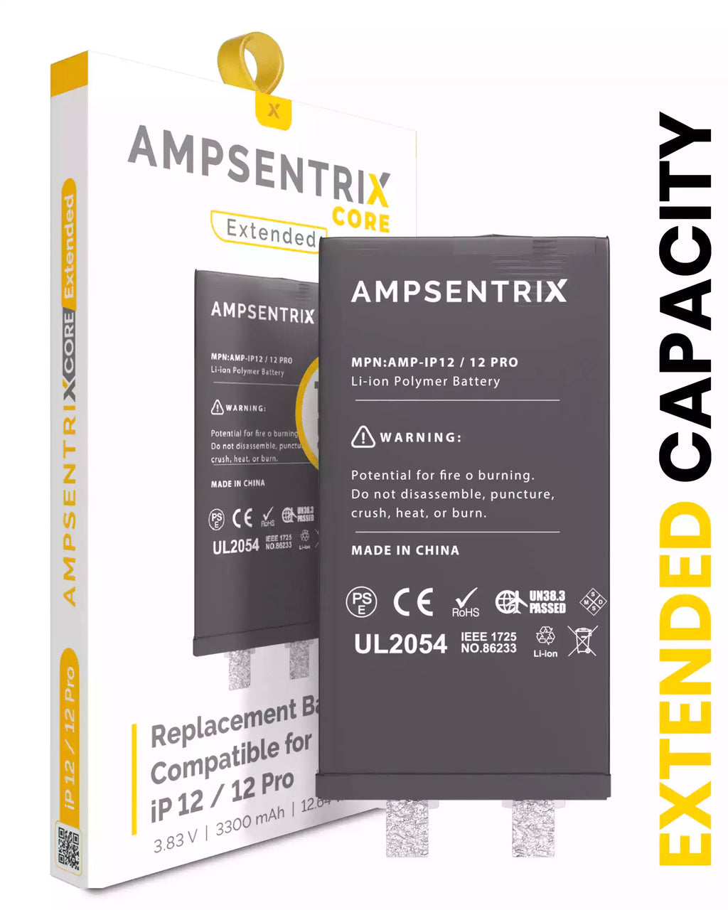 Replacement Battery for iPhone 12 / 12 Pro (Spot Welding Required) (AmpSentrix Core Extended)