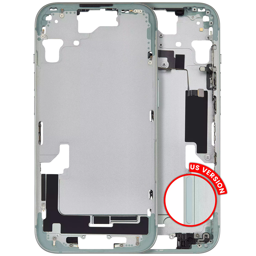 Back Cover/Frame with Small Parts for iPhone 15 (US Version) (Aftermarket Plus) (Green)