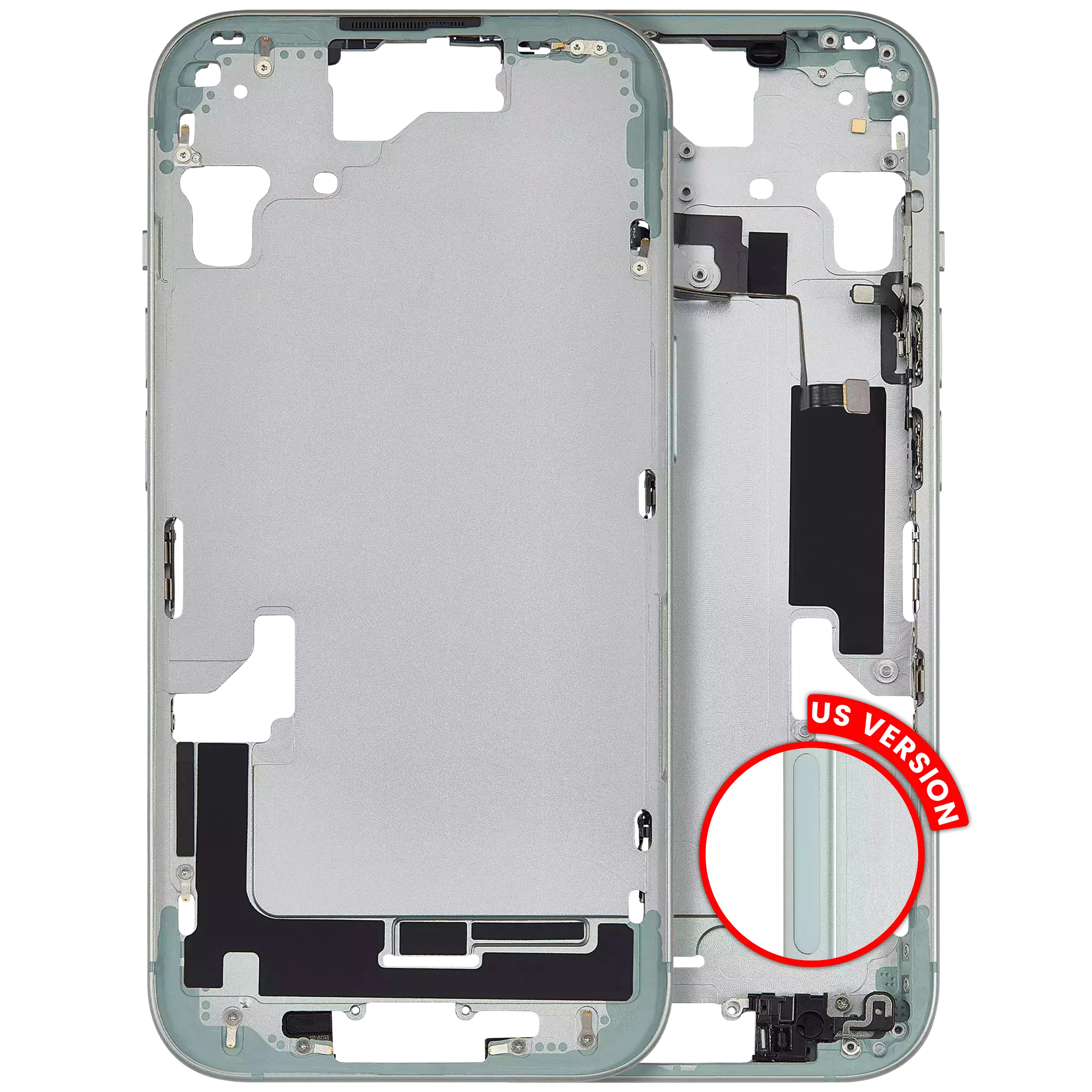 Back Cover/Frame with Small Parts for iPhone 15 (US Version) (Aftermarket Plus) (Green)