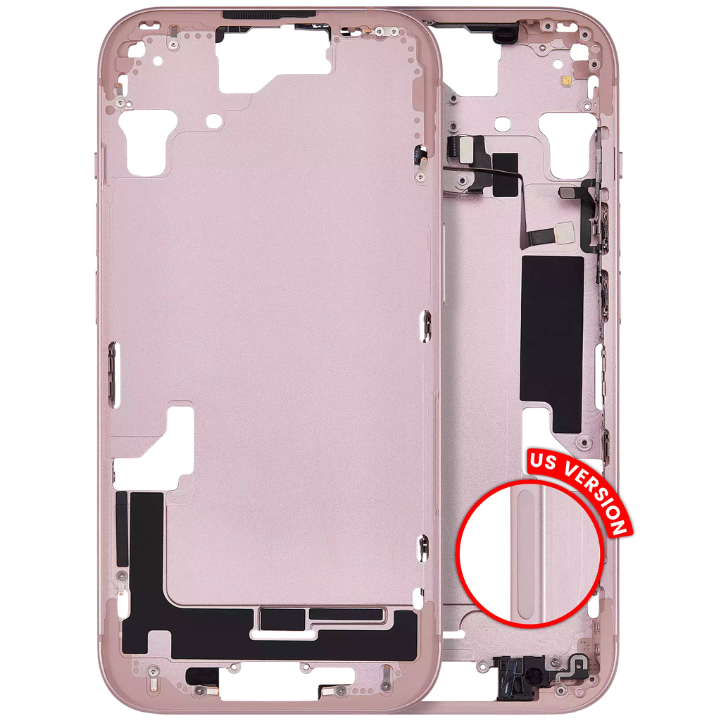 Midframe/Frame with Small Parts for iPhone 15 (US Version) (Aftermarket Plus) (Pink)