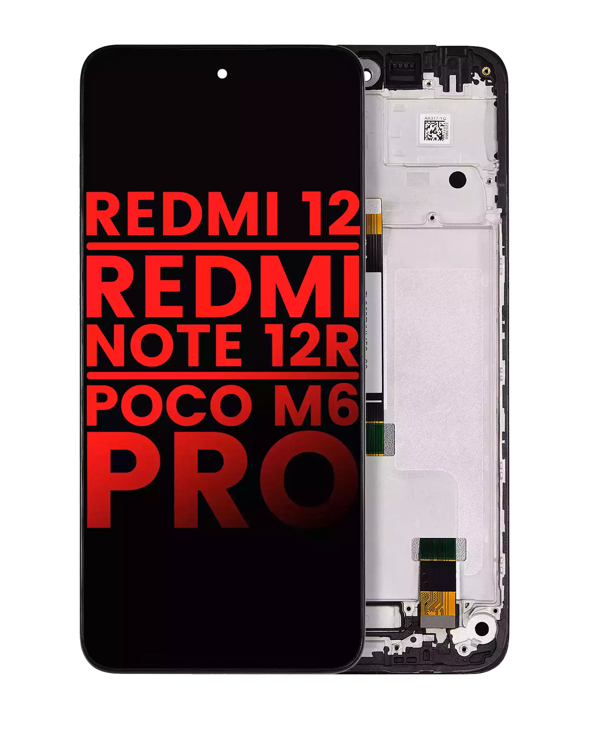 LCD Display with Frame Compatible with Xiaomi Redmi 12 4G / Redmi 12 5G / Redmi Note 12R / Poco M6 Pro (Aftermarket Plus) (All Colors)