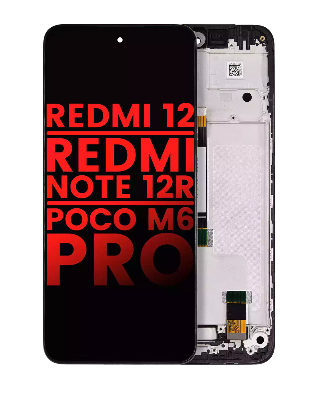 Display mit Rahmen für Xiaomi Redmi 12/Note 12R (Aftermarket Plus) - Alle Farben