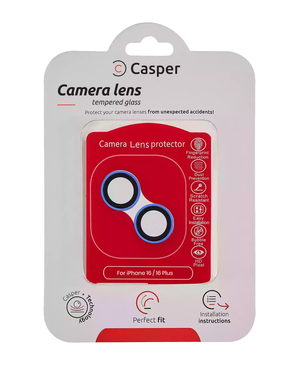 Casper Camera Lens Protector for iPhone 16 / 16 Plus (Ultramarine) (Clear)