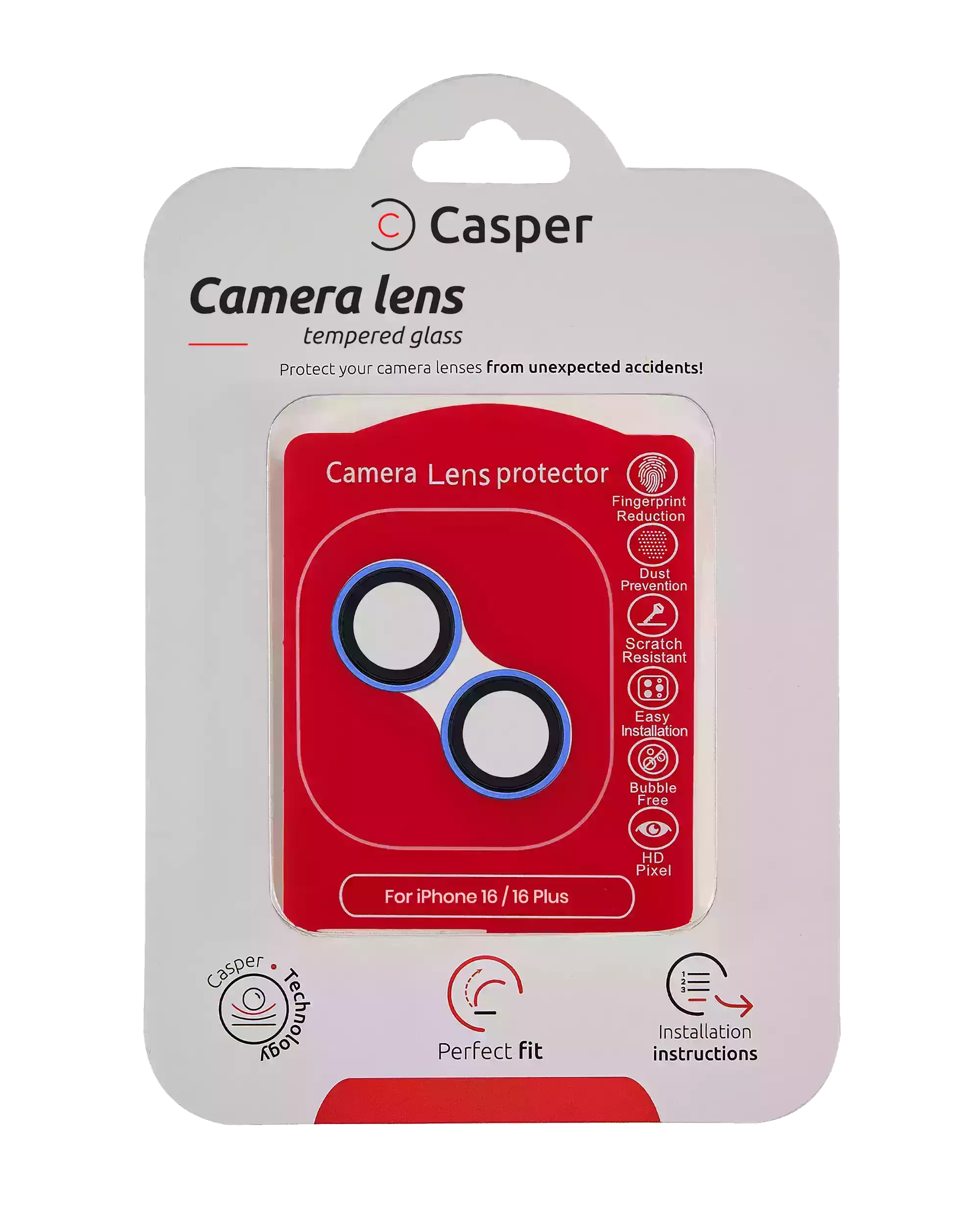 Casper Camera Lens Protector for iPhone 16 / 16 Plus (Ultramarine) (Clear)