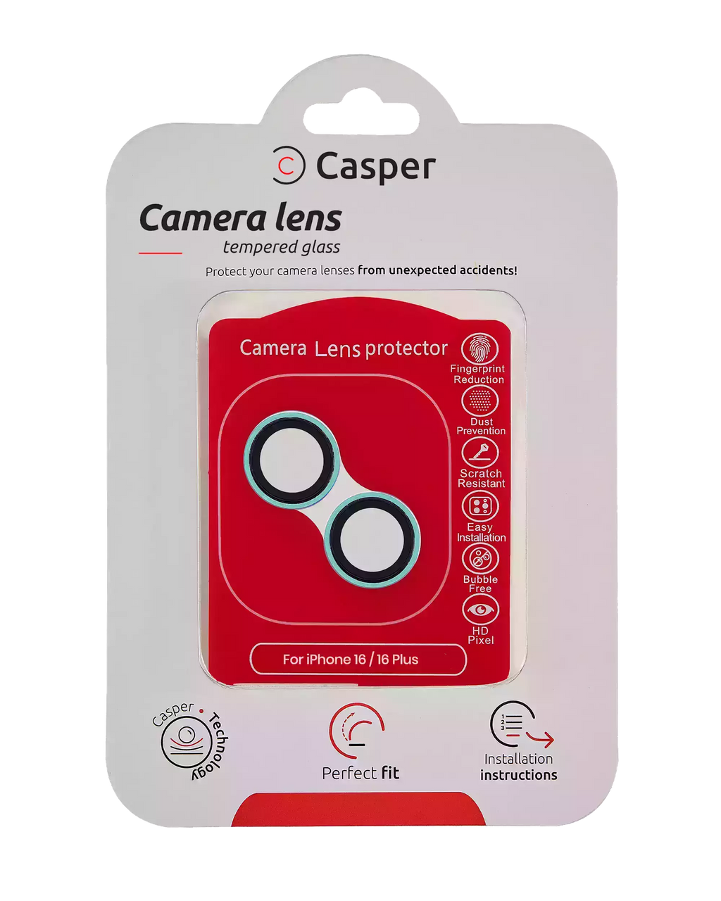 Casper Camera Lens Protector for iPhone 16 / 16 Plus (Teal)