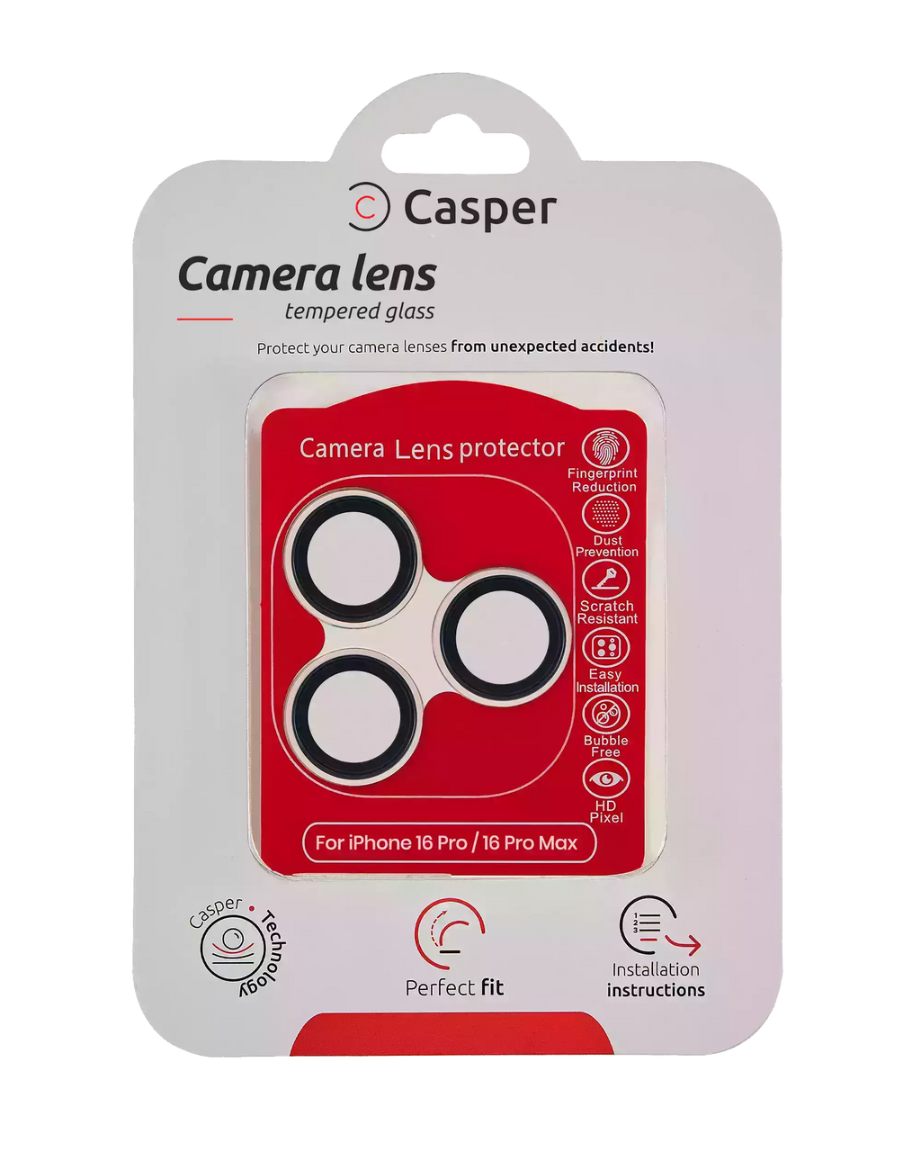 Casper Camera Lens Protector for iPhone 16 Pro / 16 Pro Max (Natural Titanium) (Clear)