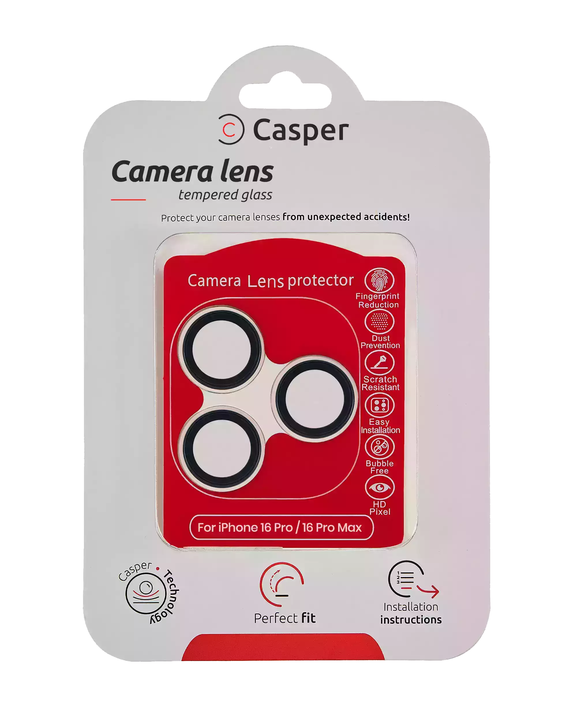 Casper Camera Lens Protector for iPhone 16 Pro / 16 Pro Max (Natural Titanium) (Clear)