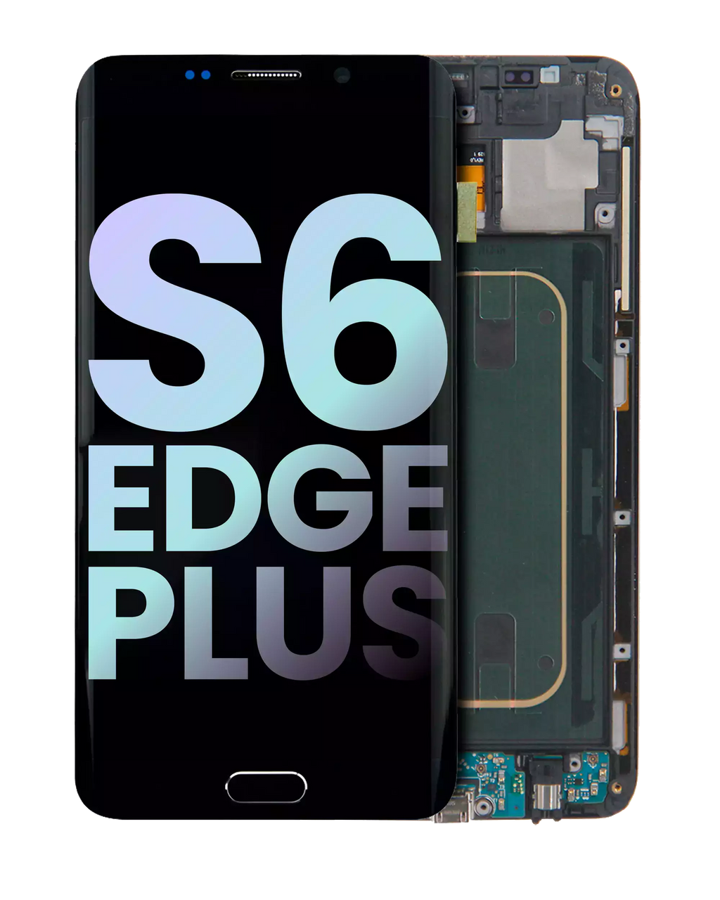 OLED-Display mit Rahmen für Samsung Galaxy S6 Edge Plus (AT&T / T-Mobile / International) (Service Pack) (Black Sapphire)