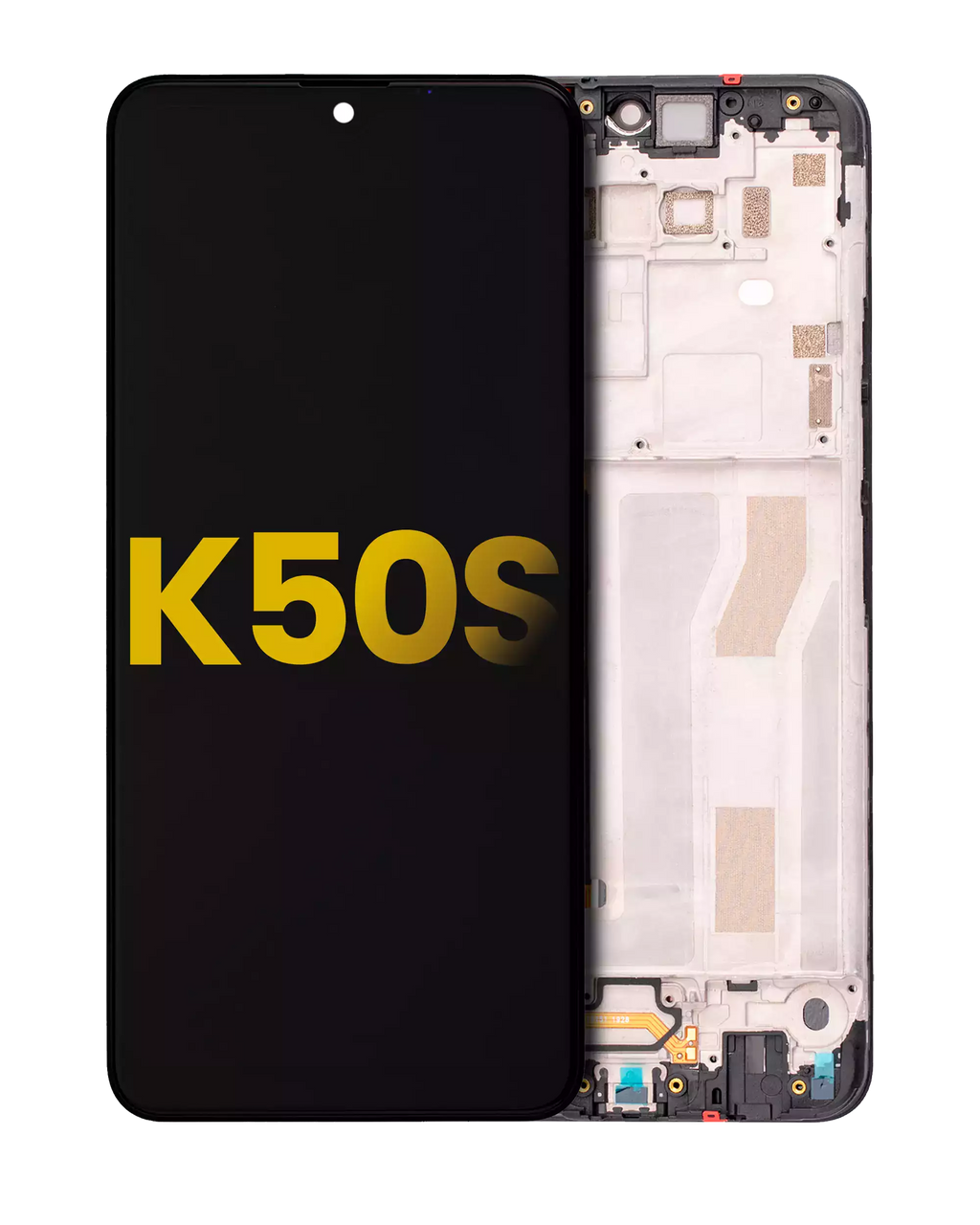 LCD-Display mit Rahmen für LG K50s (Refurbished, Schwarz)