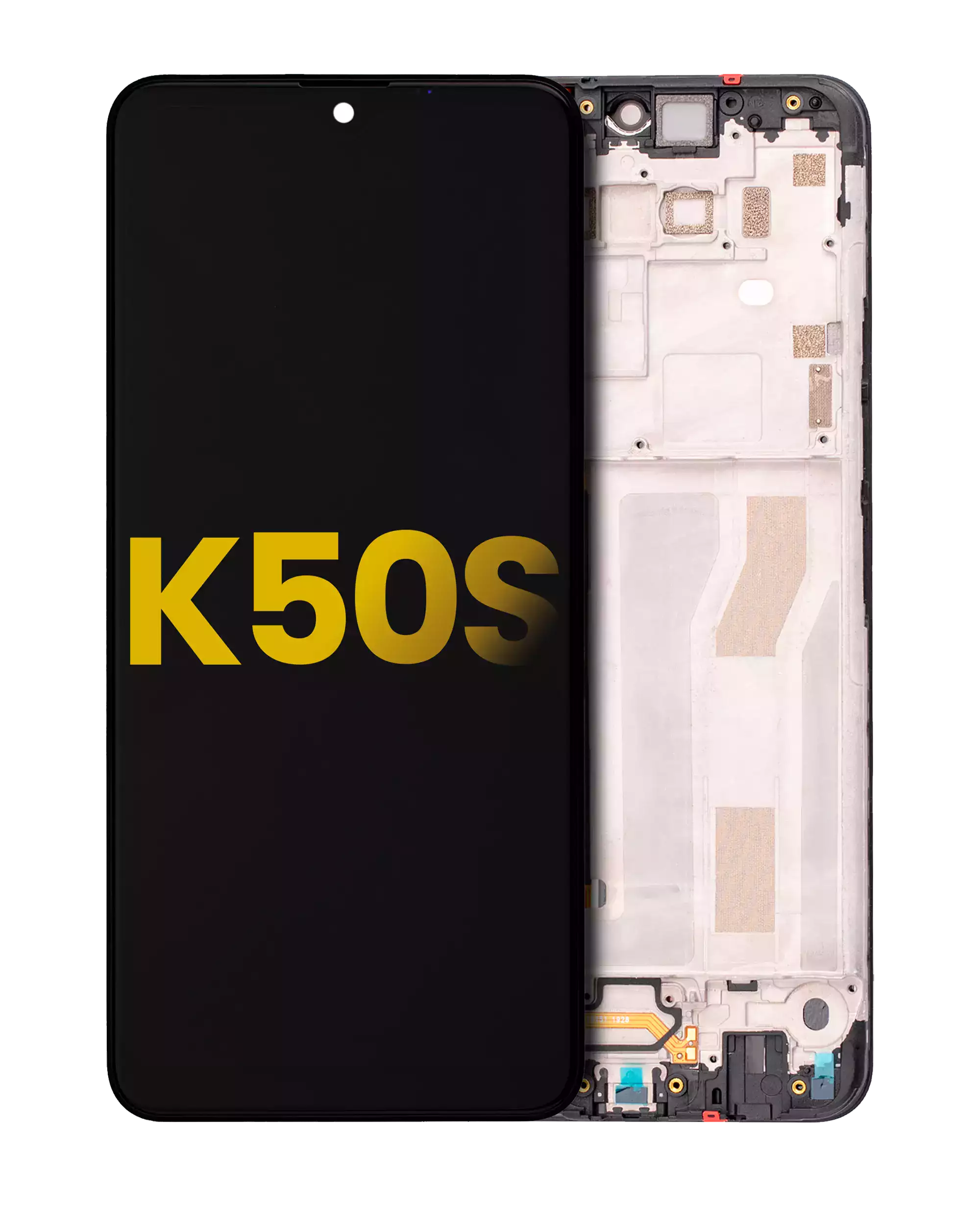 LCD-Display mit Rahmen für LG K50s (Refurbished, Schwarz)