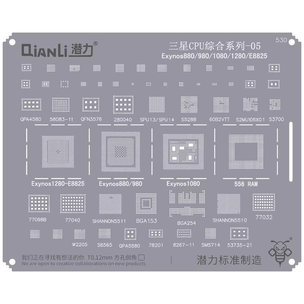Bumblebee Stencil (QS530) Samsung CPU 05-Exynos880 / 980 / 1080 / 1280 / E8825