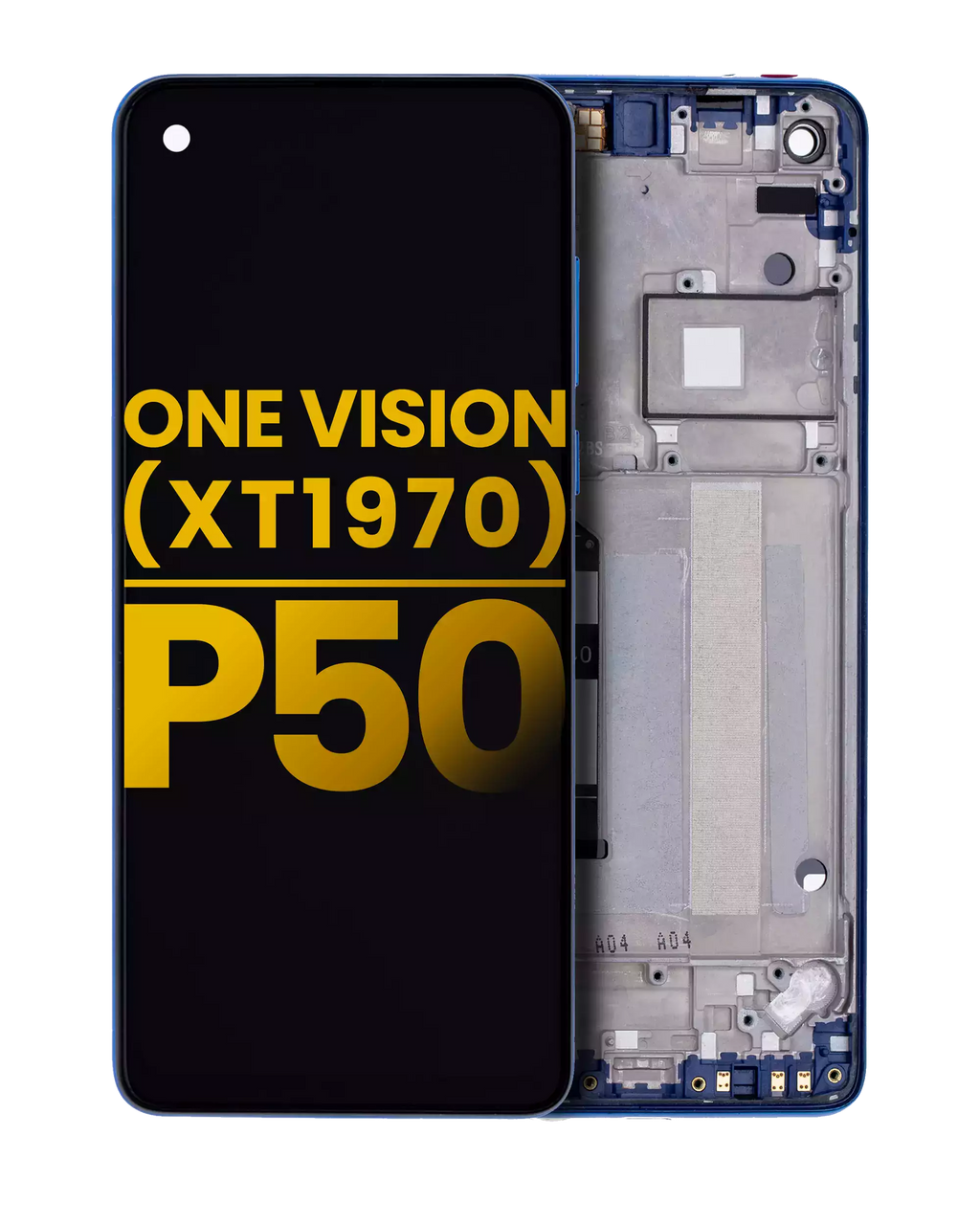 LCD-Display mit Rahmen Motorola One Vision/P50 Refurbished Sapphire Gradient