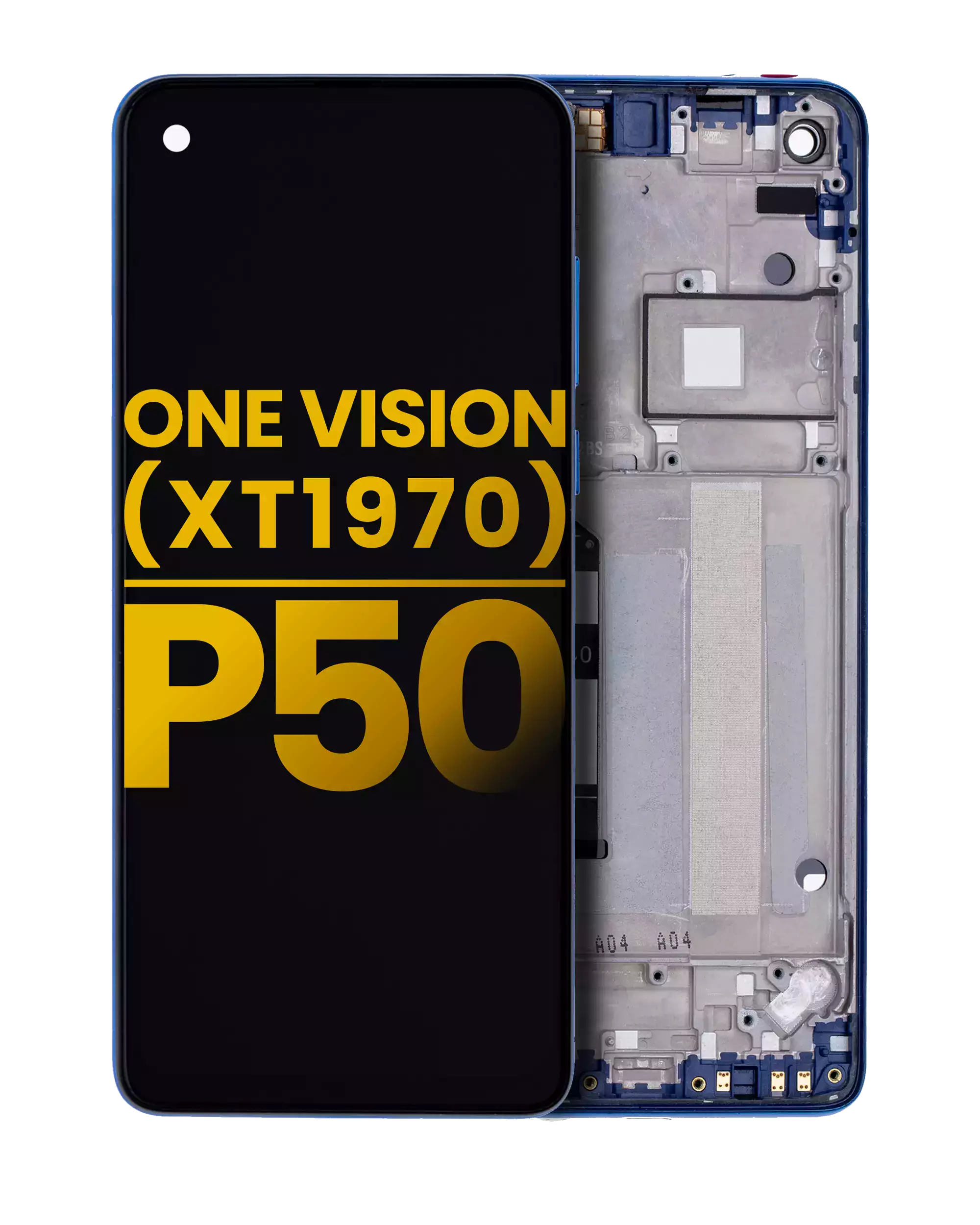 LCD-Display mit Rahmen Motorola One Vision/P50 Refurbished Sapphire Gradient
