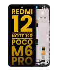 LCD-Display mit Rahmen für Xiaomi Redmi 12, Note 12R, Poco M6 Pro (Refurb.)