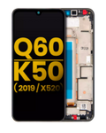 Display mit Rahmen für LG Q60/K50 (2019) Single Card Aurora Black Refurbished