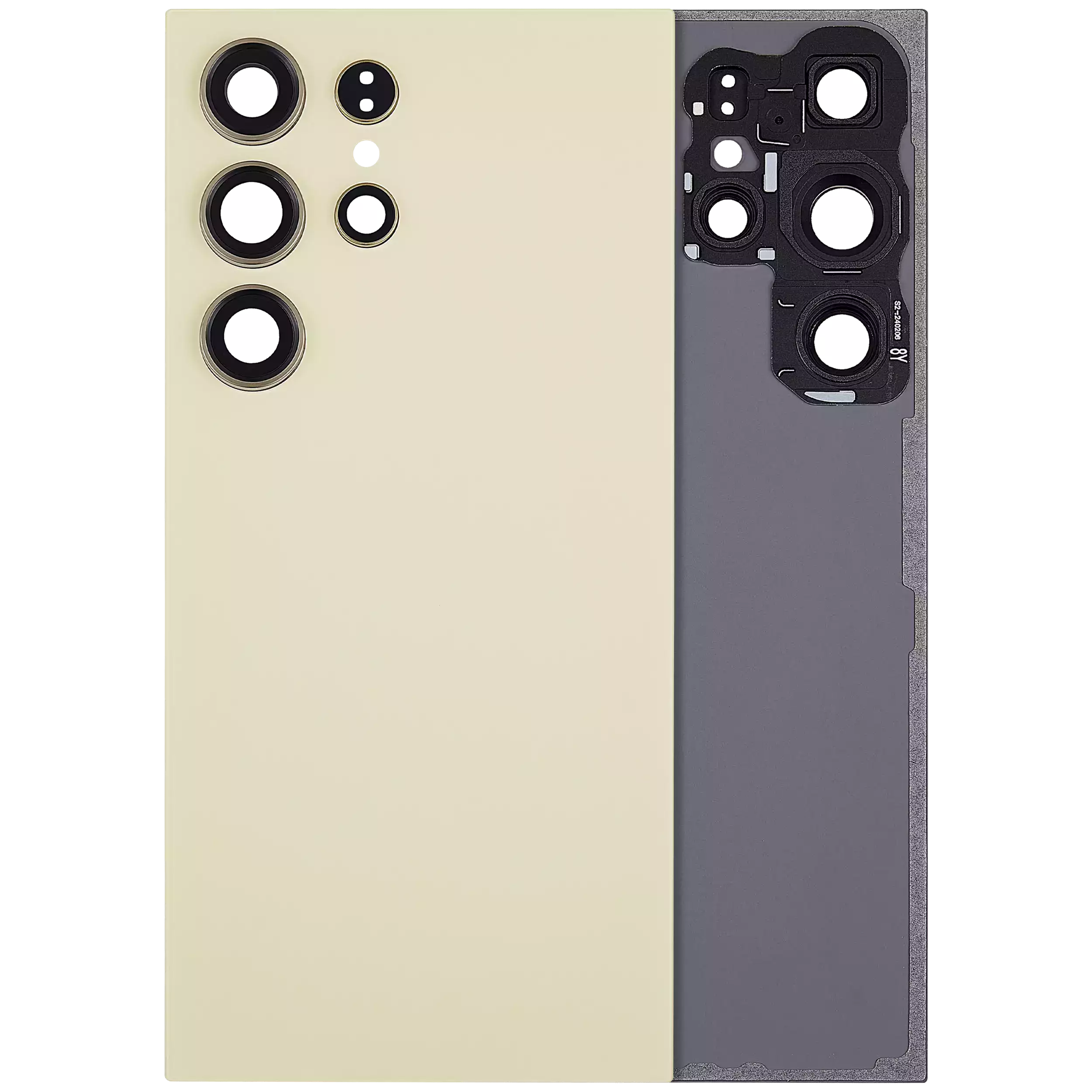 Back cover with camera lens for Samsung Galaxy S24 Ultra 5G (without logo) (Aftermarket Plus) (Titanium Yellow)
