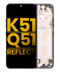 LCD-Display mit Rahmen für LG K51 / Q51 / Reflect (generalüberholt) (Schwarz)