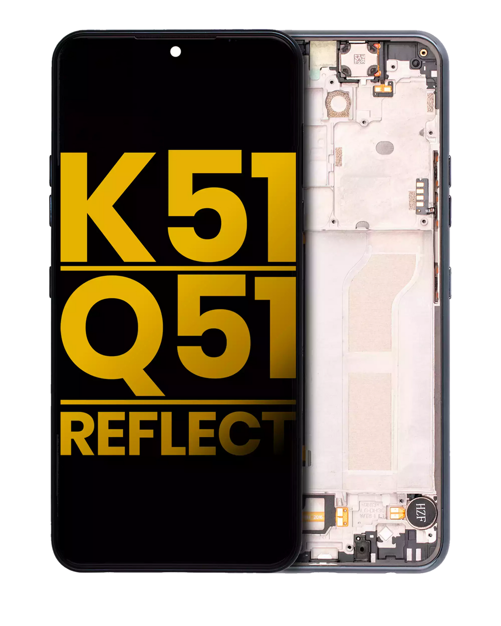 LCD-Display mit Rahmen für LG K51 / Q51 / Reflect (generalüberholt) (Schwarz)