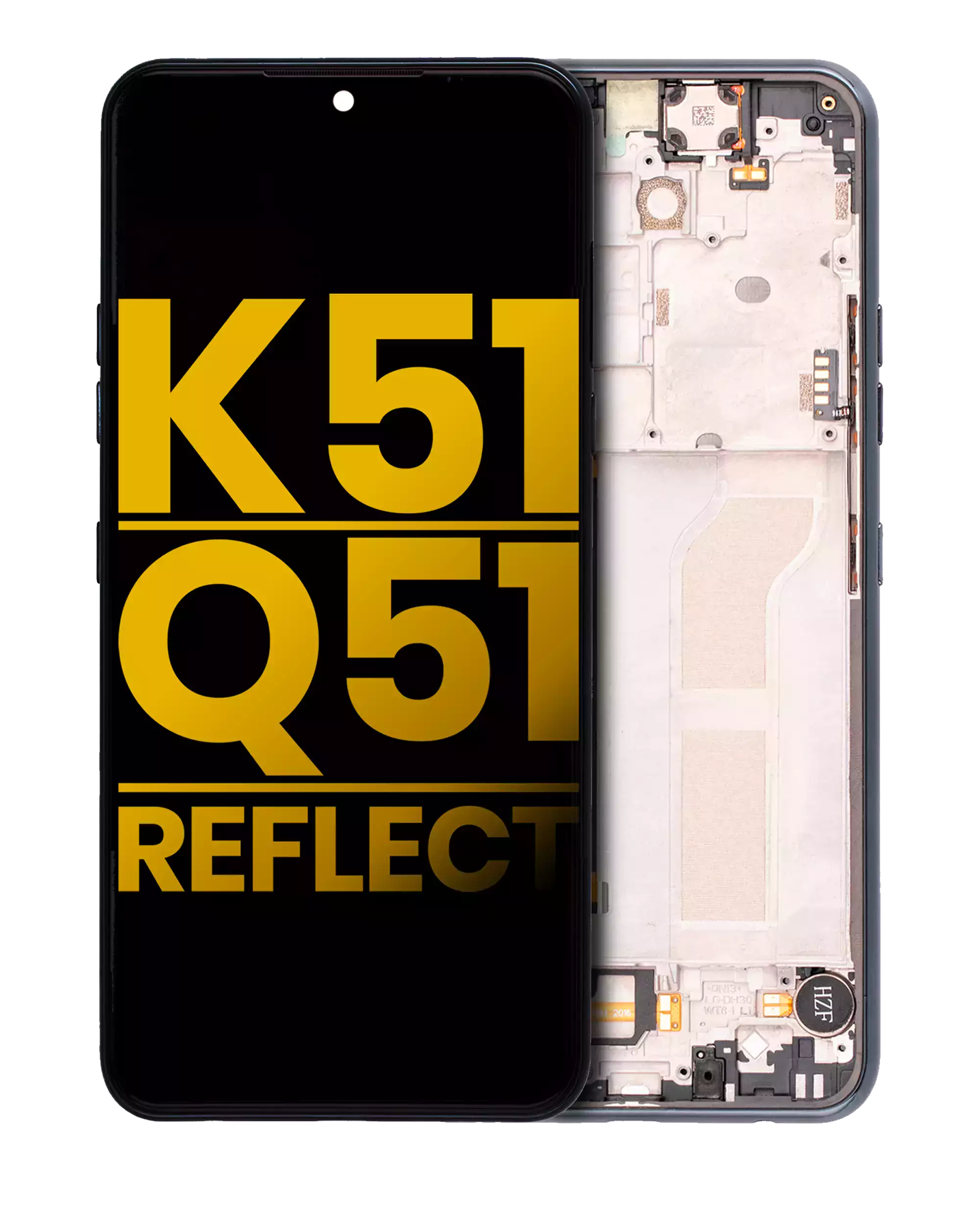 LCD-Display mit Rahmen für LG K51 / Q51 / Reflect (generalüberholt) (Schwarz)