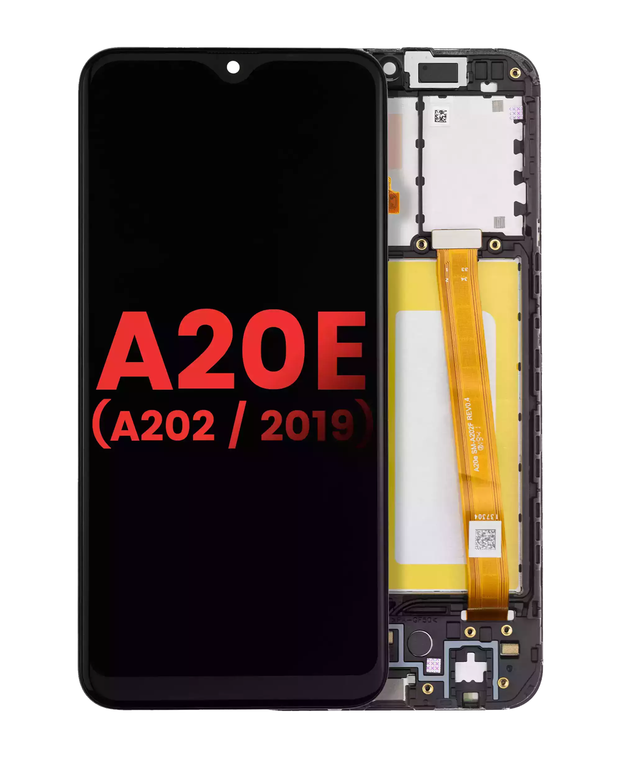 LCD-Display mit Rahmen für Samsung A20e (Aftermarket Plus) (Alle Farben)