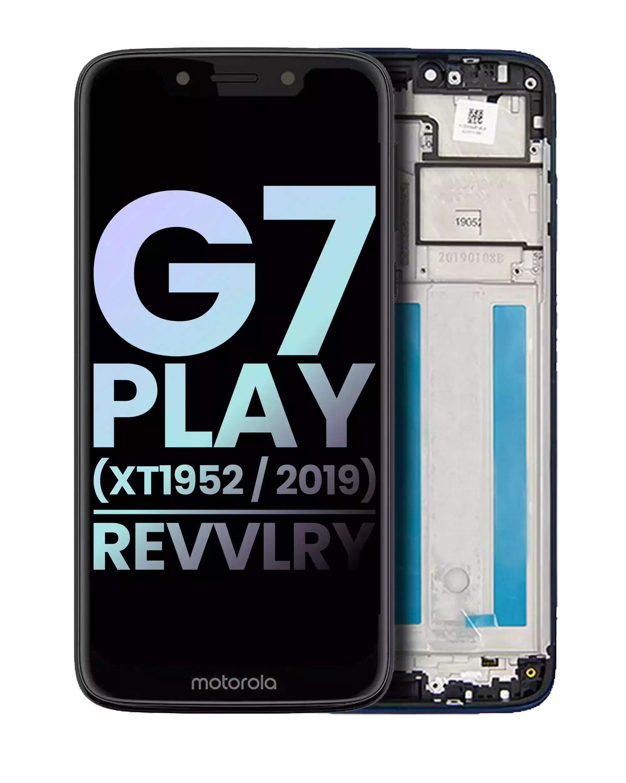 LCD-Display mit Rahmen für Motorola Moto G7 Play / T-Mobile Revvlry (OEM, Starry