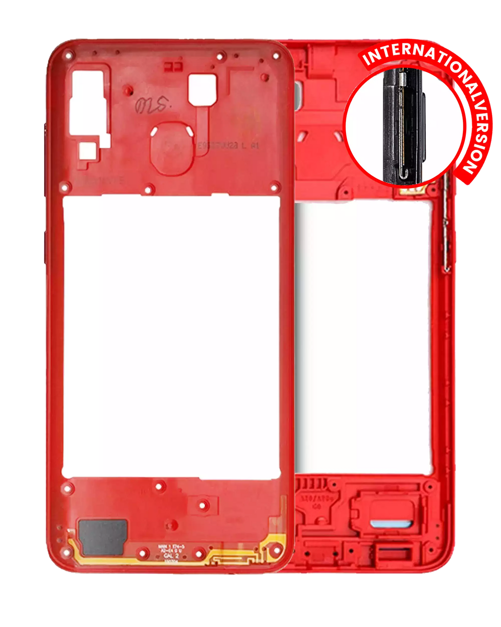Midframe/Rahmen für Samsung Galaxy A20 A205 Rot