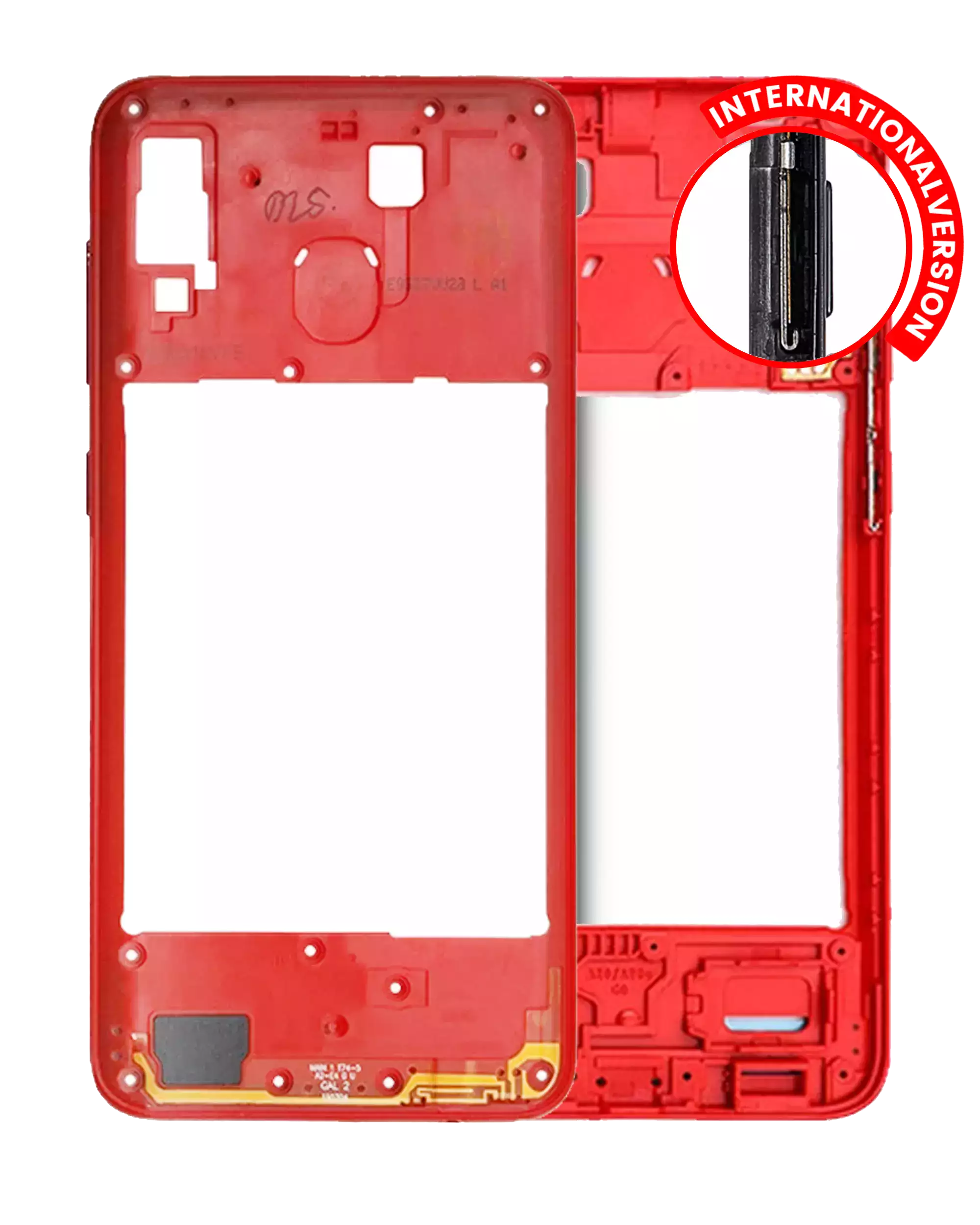 Midframe/Rahmen für Samsung Galaxy A20 A205 Rot