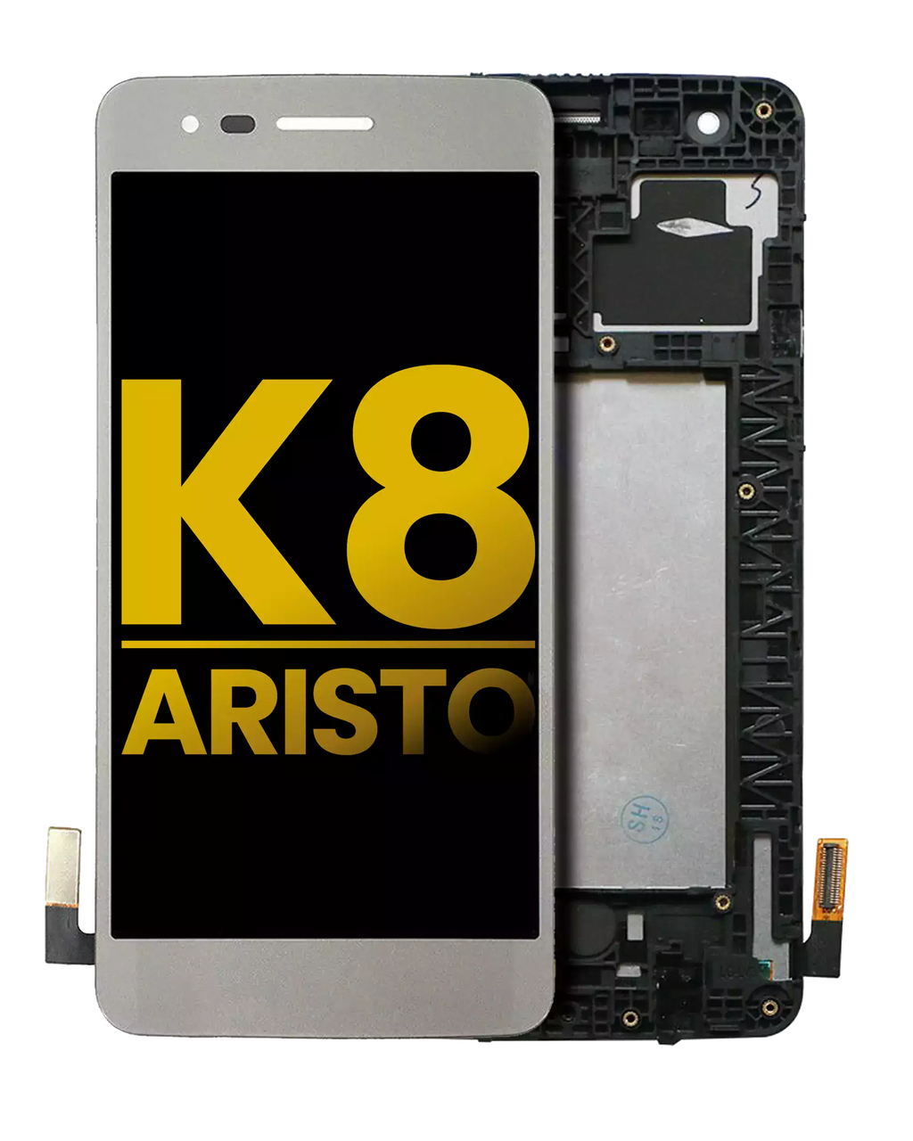 LCD-Display mit Rahmen für LG K8 2017 Generalüberholt Silber