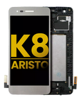 LCD-Display mit Rahmen für LG K8 2017 Generalüberholt Silber