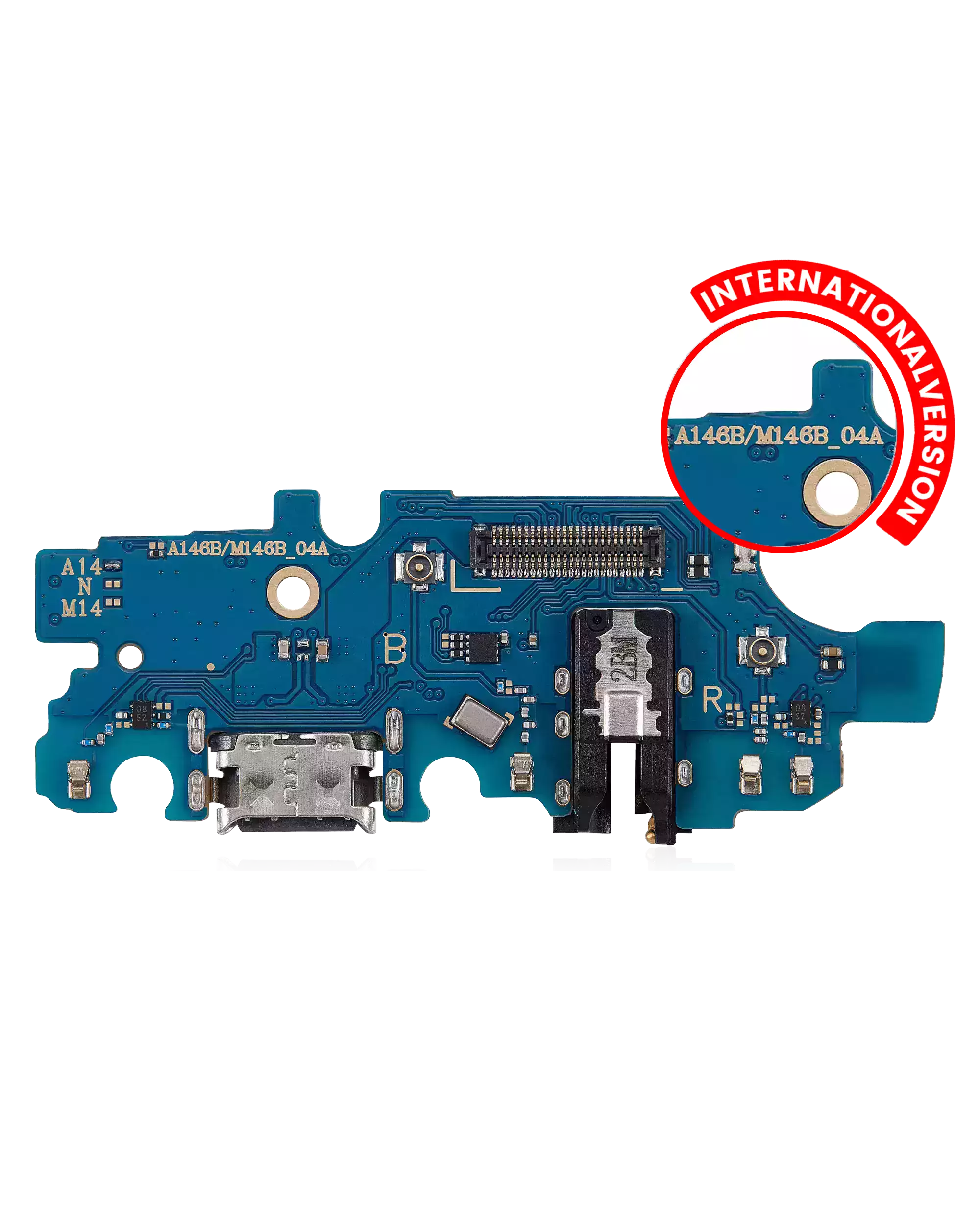 Ladebuchse-Platine m. Kopfhörerbuchse f. Samsung A14 5G (A146B) Aftermarket Plus