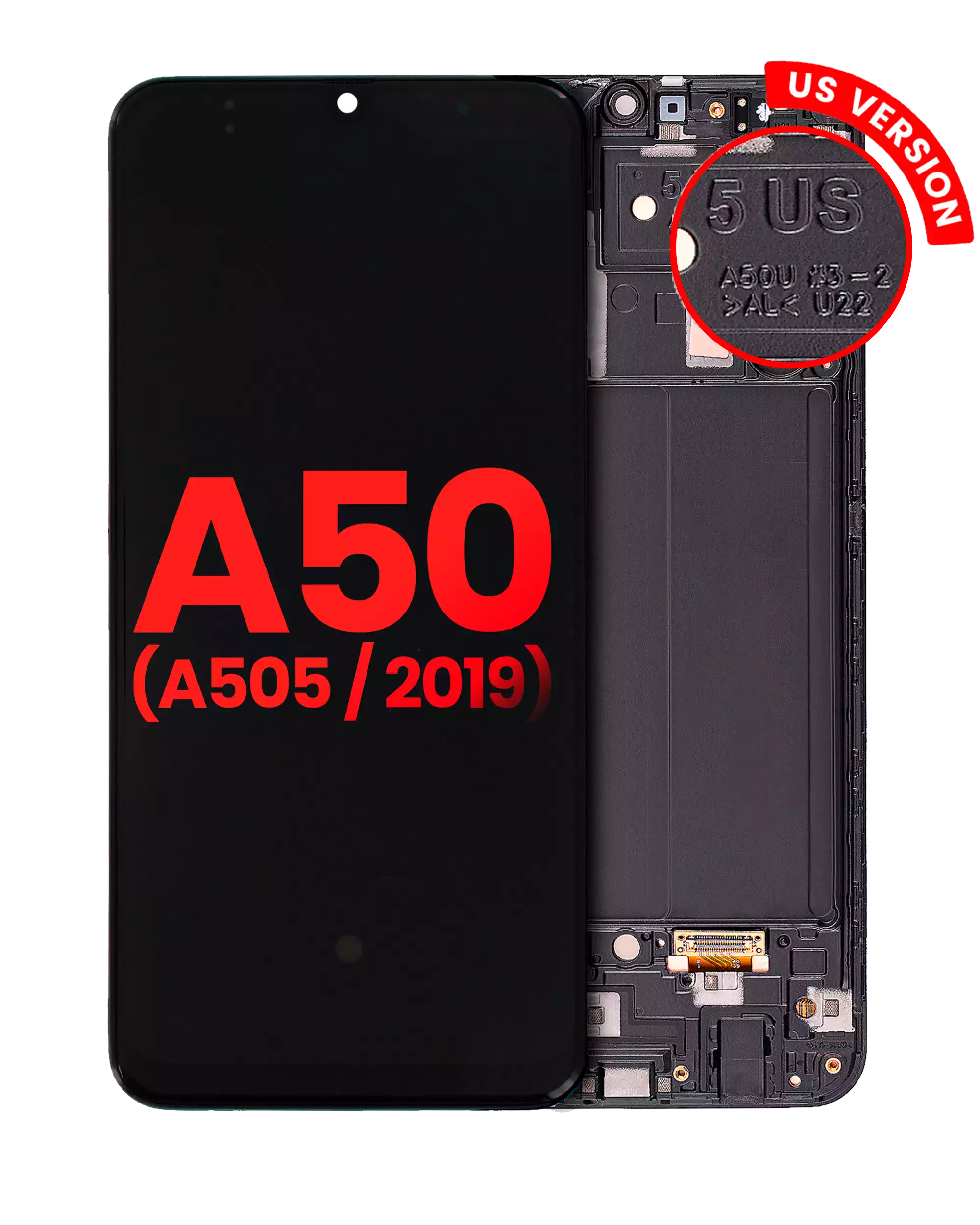 OLED-Display mit Rahmen für Samsung Galaxy A50 (Aftermarket Plus)