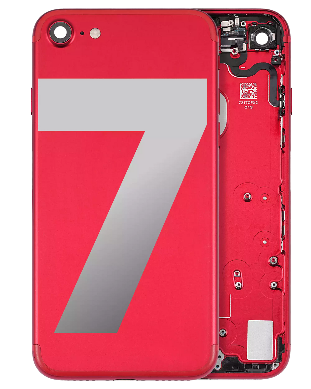 Back Cover/Frame with Pre-Installed Small Parts for iPhone 7 (Used OEM Removal, Quality A) (Red)